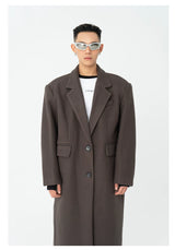 Men's Long Woolen Shoulder-padded Coat