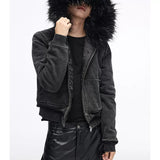 Men's Vintage Detachable Fur Hooded Jacket