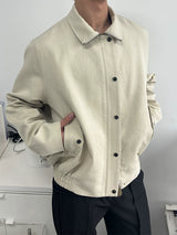 Turquoise Lyocell Wrinkle Stand Collar Jacket