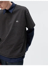 Short Sleeve Striped Embroidered Cotton Tee