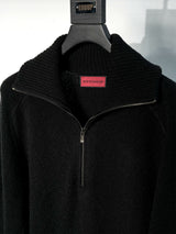 Ribbed Knit Half-Zip Long Sleeve Top