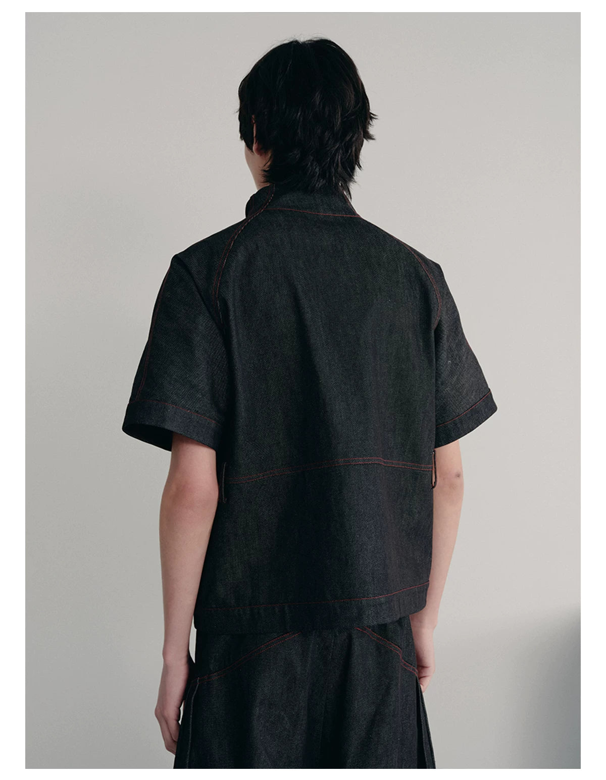 Stand Collar Denim Shirts With Pockets