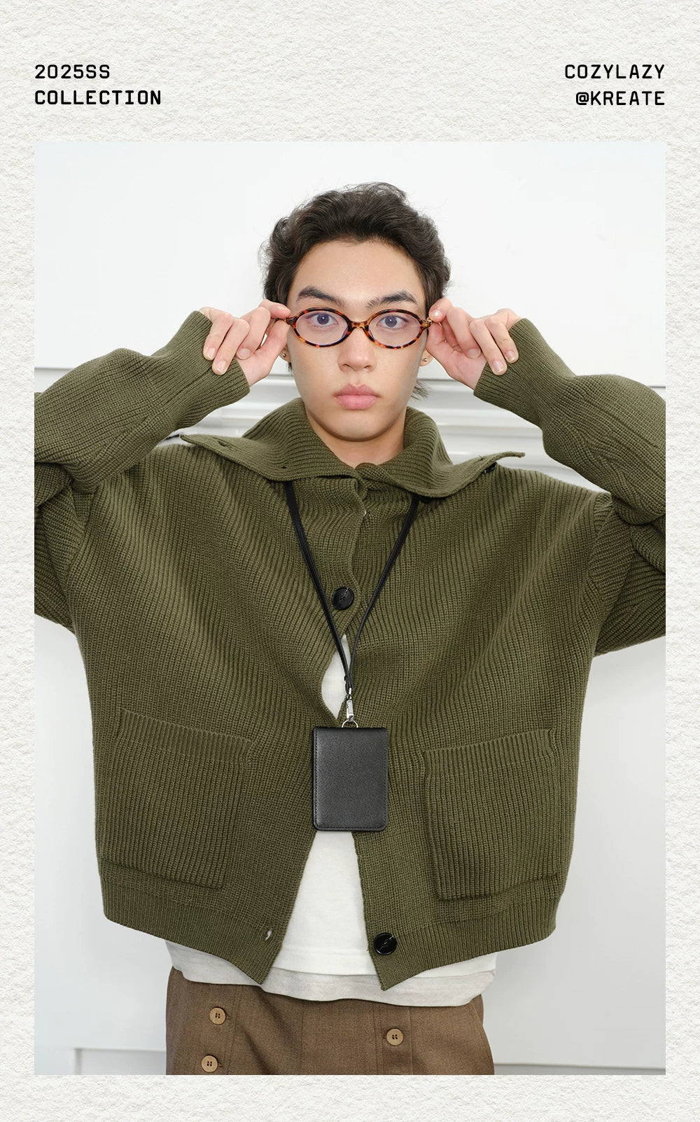 Men's High Neck Wool Cardigan