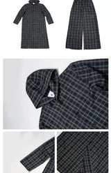 Lightweight Plaid Hooded Robe Set