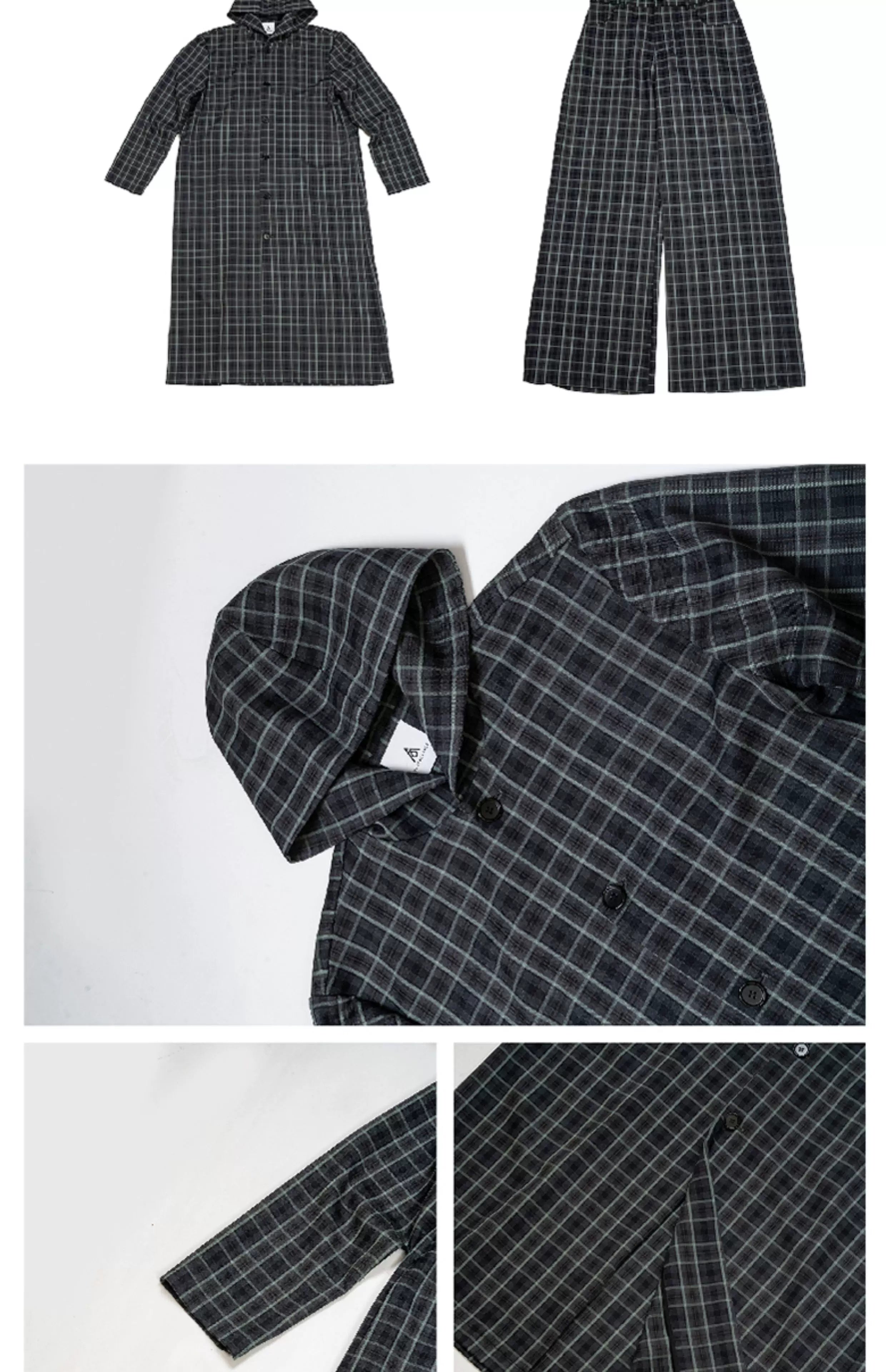 Lightweight Plaid Hooded Robe Set