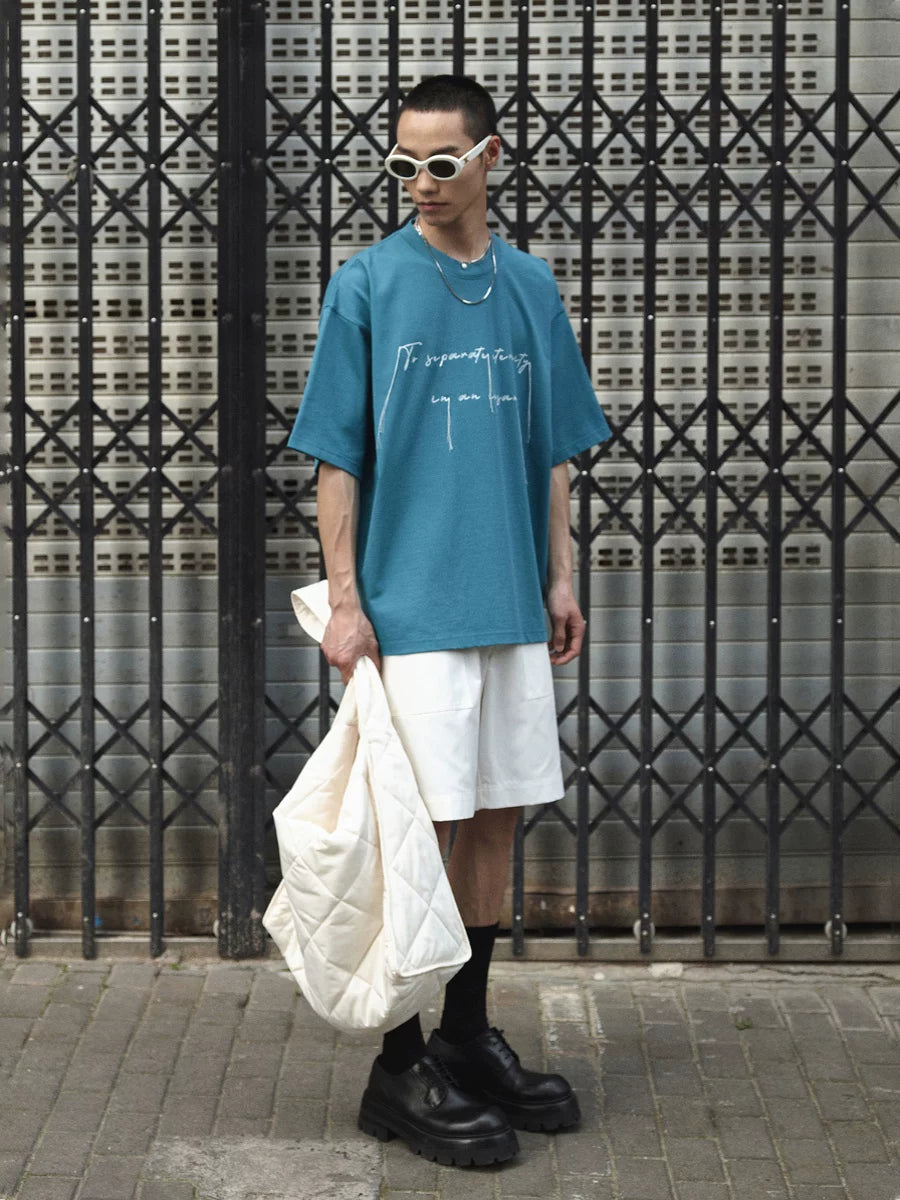 Cotton Blend Embroidered Fringe Tee