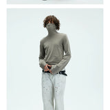 Two-color Fitted Long-sleeve Turtleneck Tee