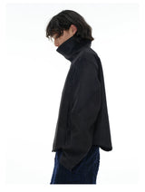 Jacquard Wide Lapel Asymmetric Zipper Jacket