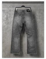 Cream Gray Washed Straight Leg Jeans