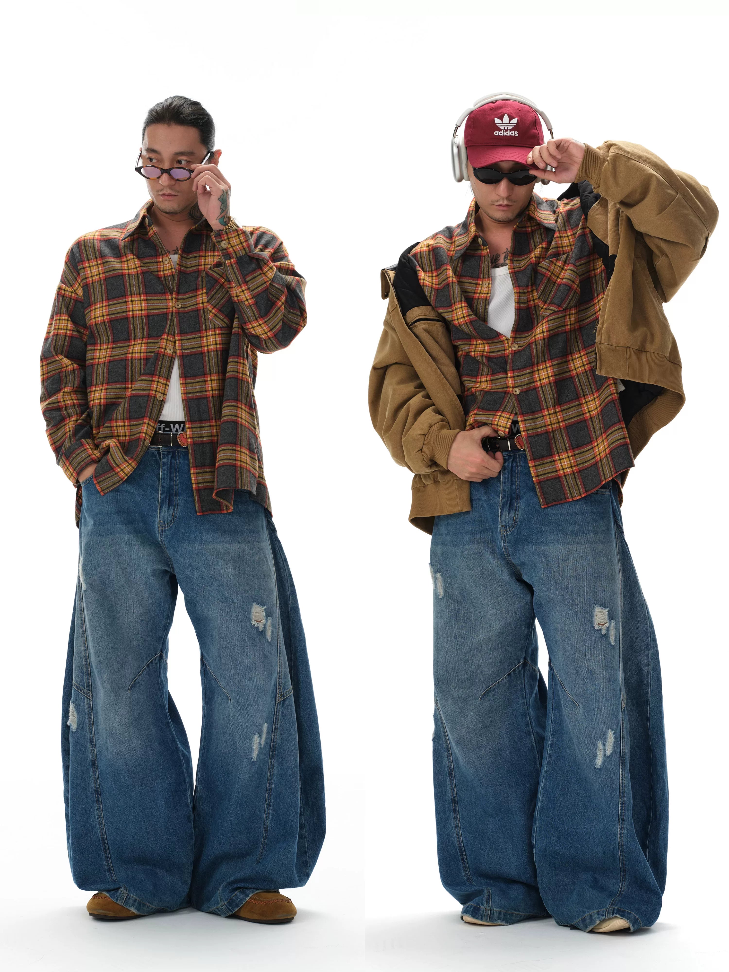 Vintage Oversized Brushed Plaid Shirt