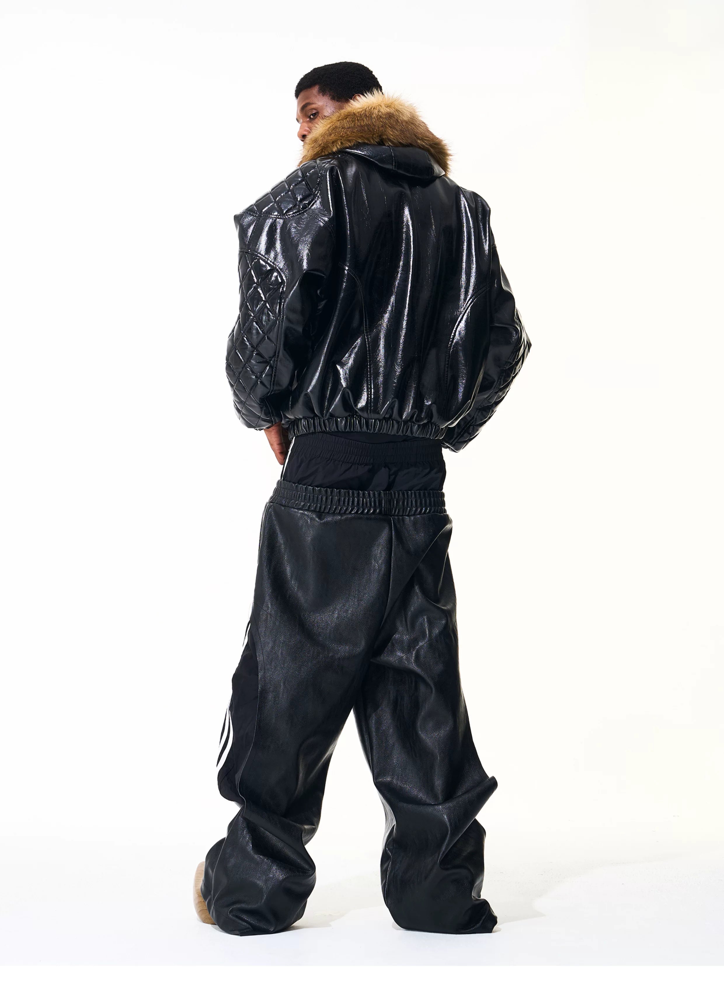Men's Reversible Quilted Leopard Leather Jacket