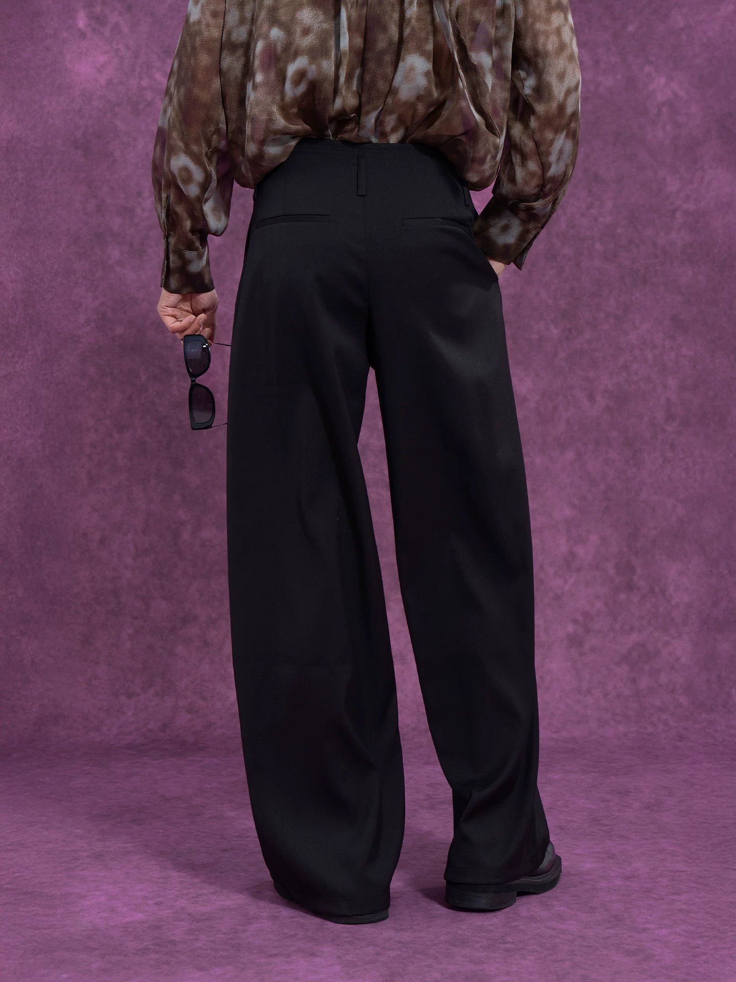 Black High Waist Men's Casual Pants