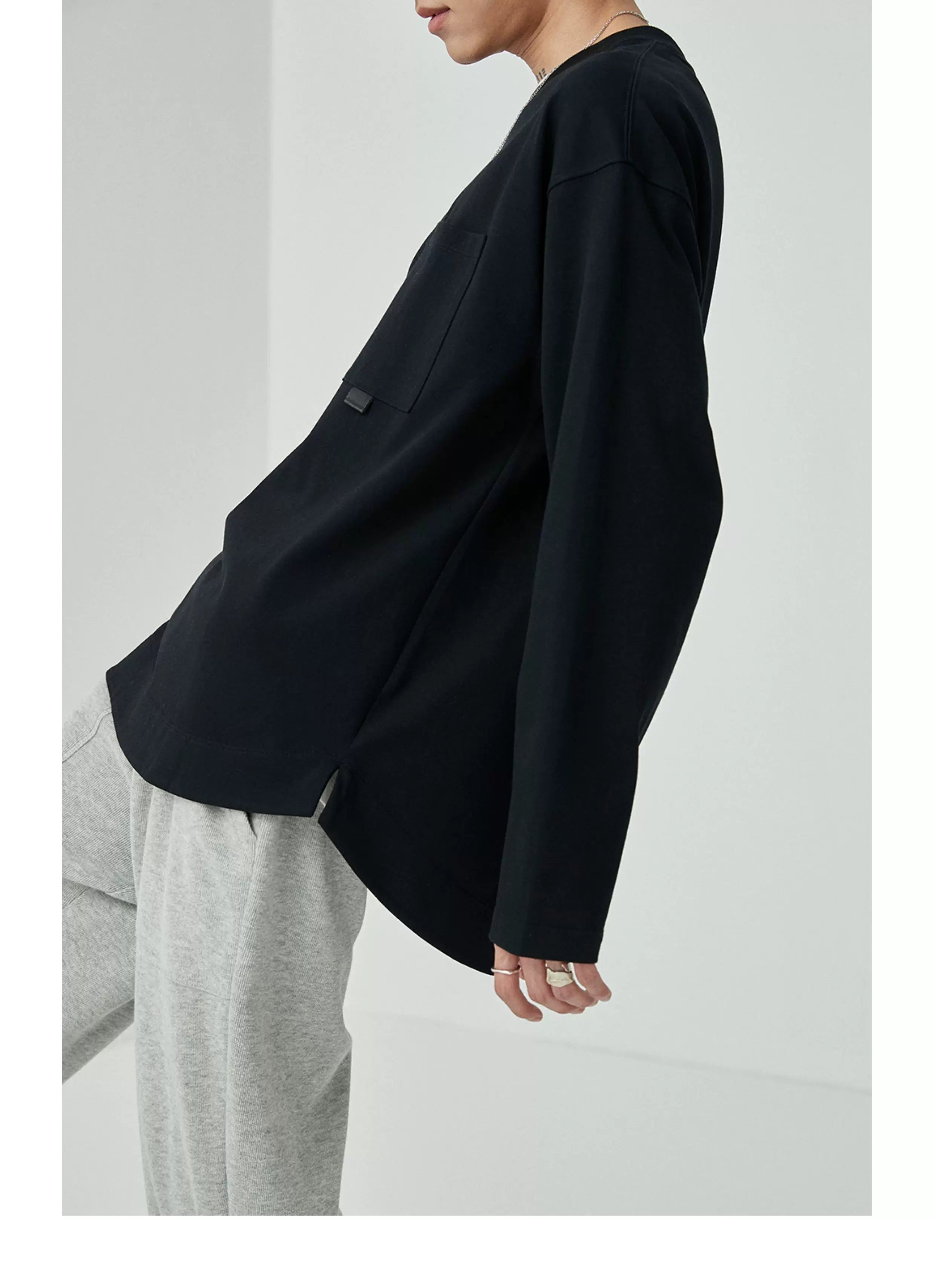 Ribbon Pocket Long Sleeve Tee