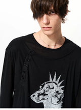 Men's Black Print Twofer Long-Sleeve Tee