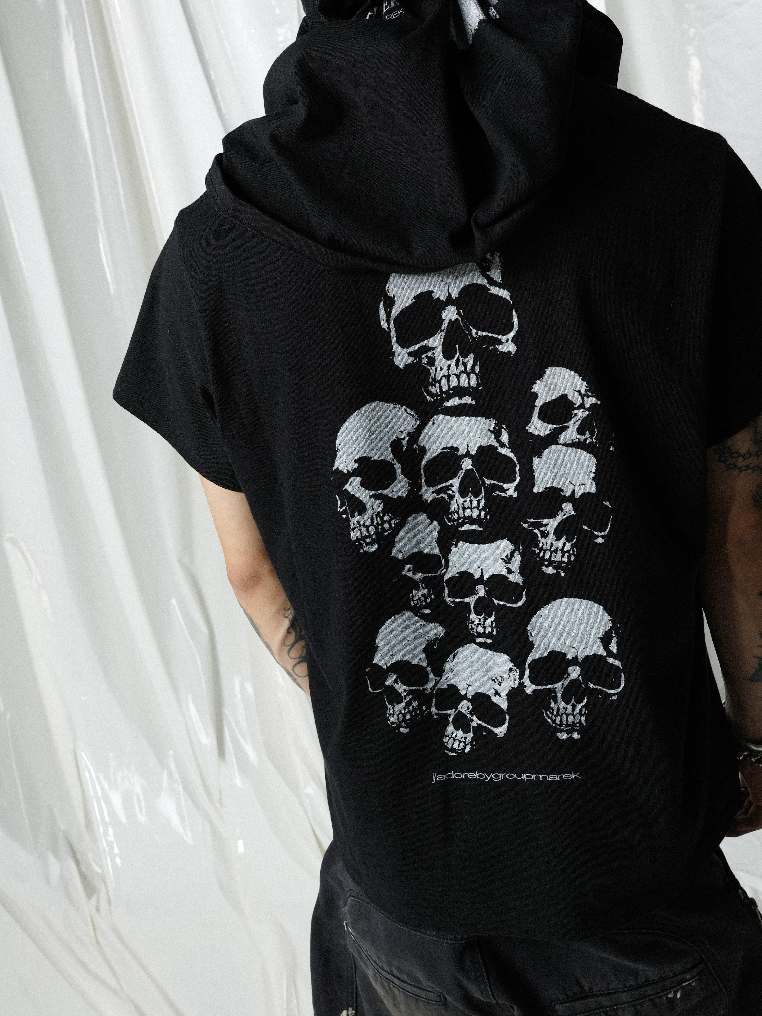 Black Skull Print Pocket Tee