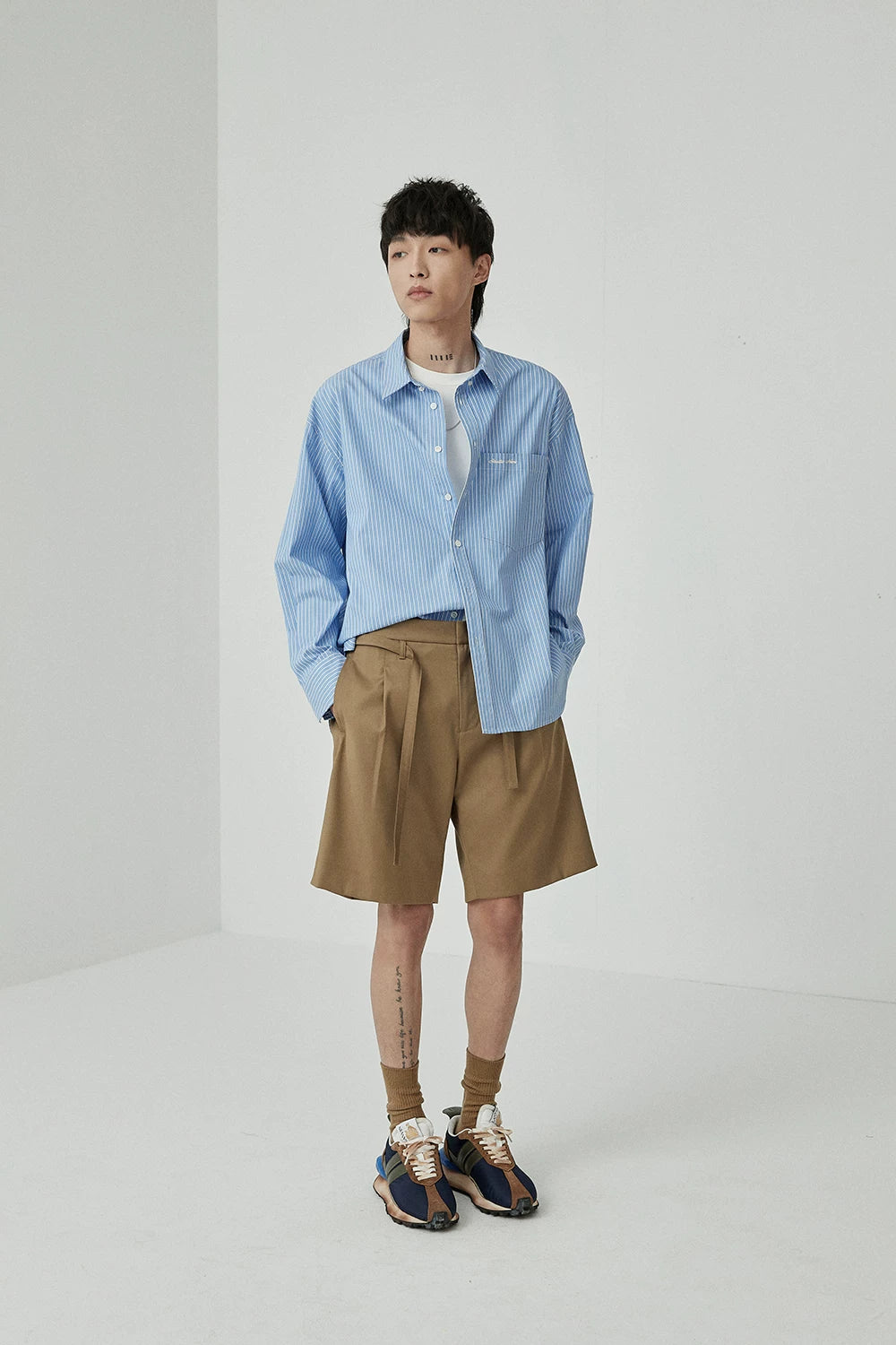 Draped Drawstring Elastic Waist Pleated Shorts