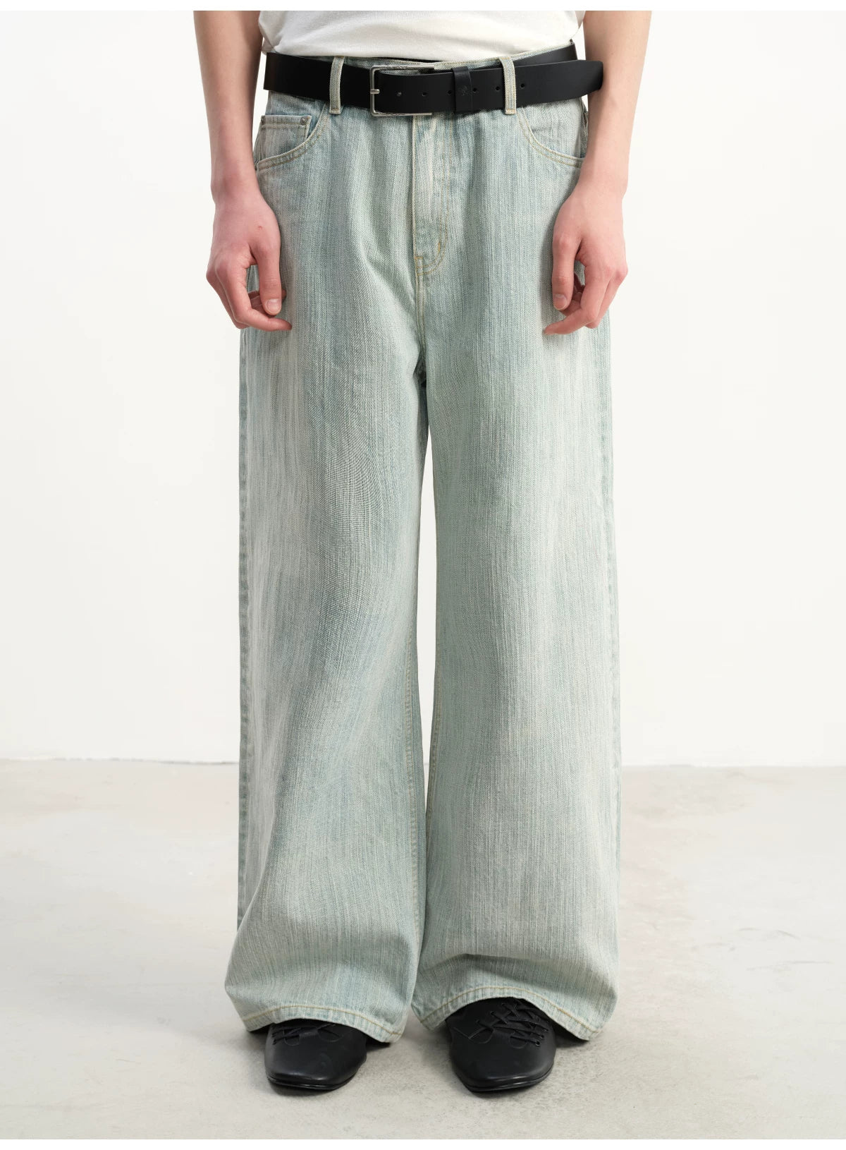 Light Blue Slub Straight Denim Jeans