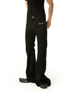Men's Black Metal Buckle Jeans