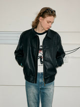 Vintage Matte Drop Shoulder PU Jacket