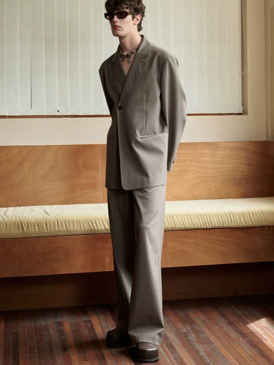 Adjustable Waist Wool Blend Dress Pants