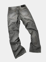 Cream Gray Washed Straight Leg Jeans