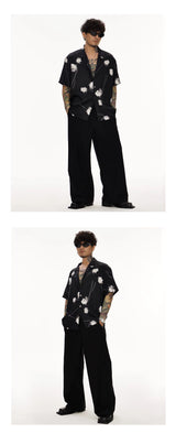 Black Rose Cuban Collar Hawaiian Shirt