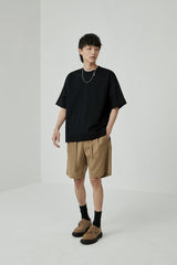 Draped Drawstring Elastic Waist Pleated Shorts