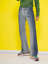 Blue Ombre Distressed Flare Jeans