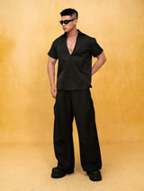 Black White Short Sleeve V-Neck Tee