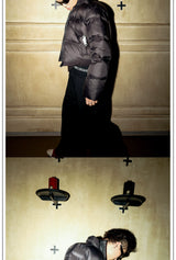 Black Short Down Stand Collar Jacket