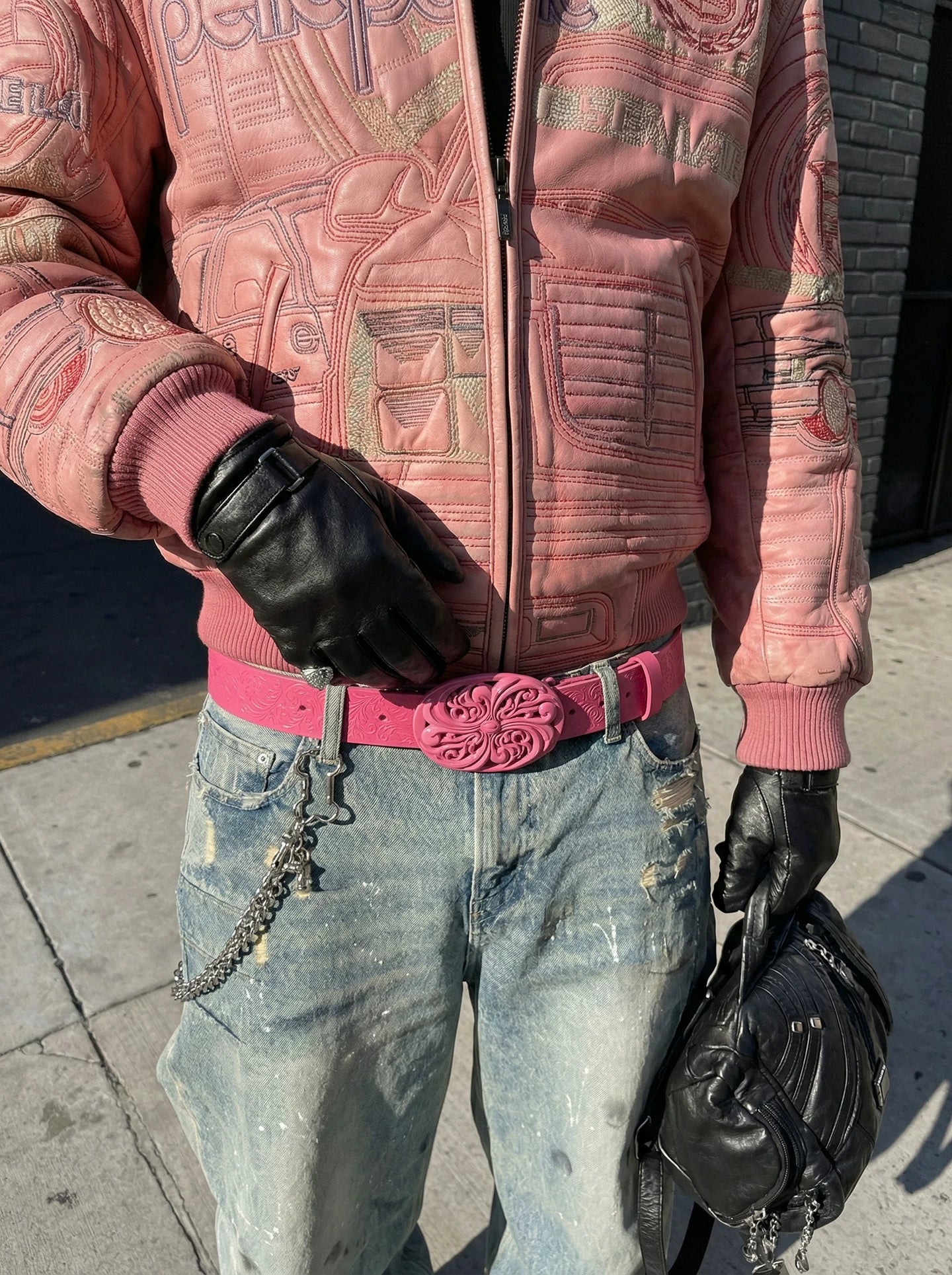 Vintage Pink Honeysuckle Top-grain Leather Belt