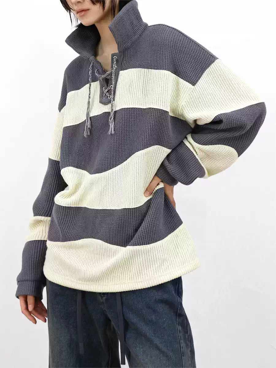 Boho Color Block Knit Sweater