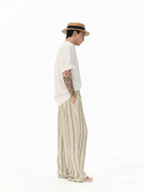 Distressed Vintage Striped Vest Pants Set