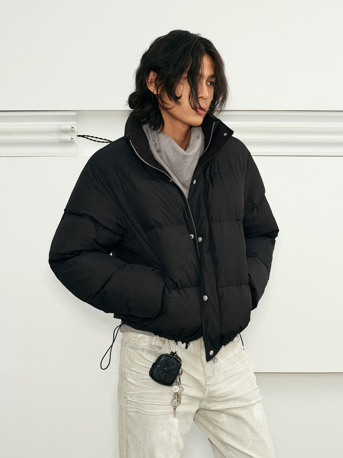 Men's Embossed Stand Collar Down Jacket