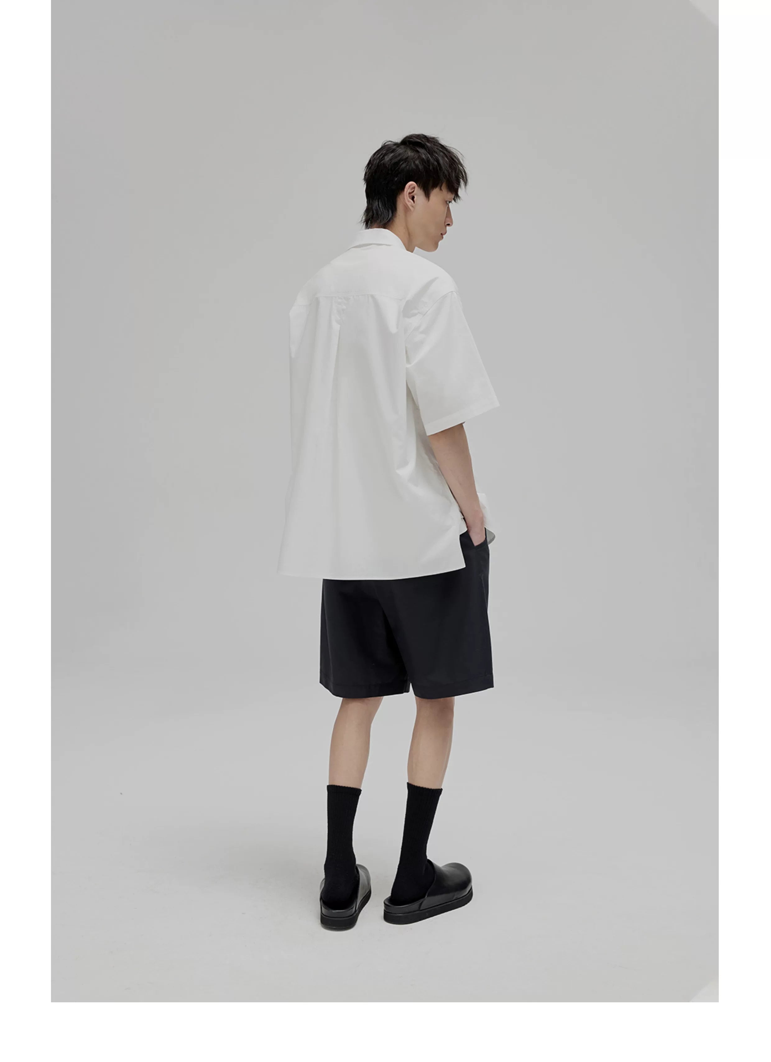 Short Sleeve Square Neck Cotton Shirt