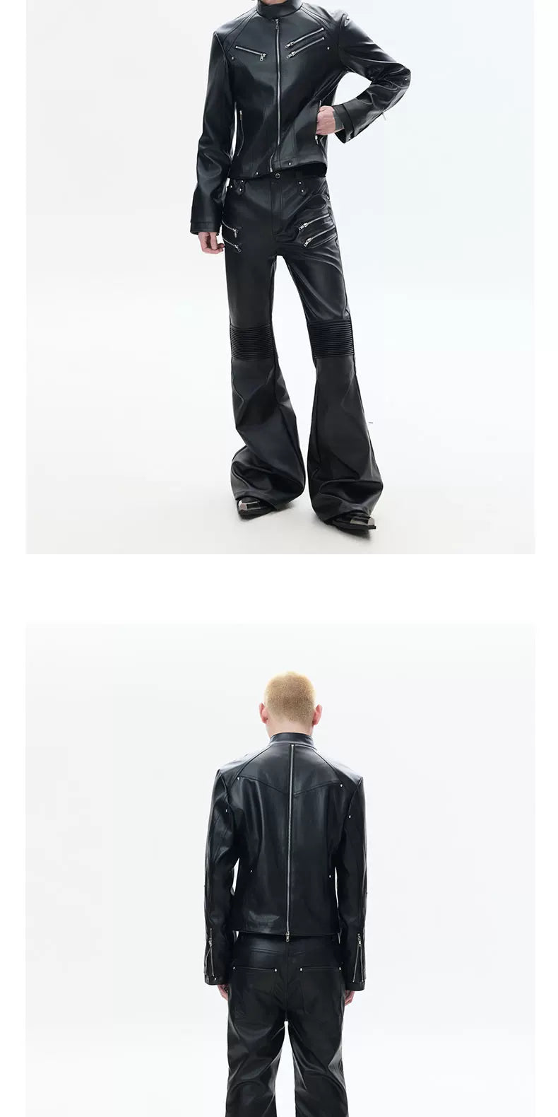 Men's Deconstructed Black Leather Biker Jacket