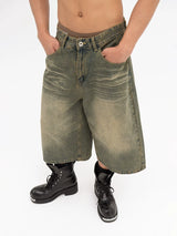Men's Loose Cropped Denim Shorts
