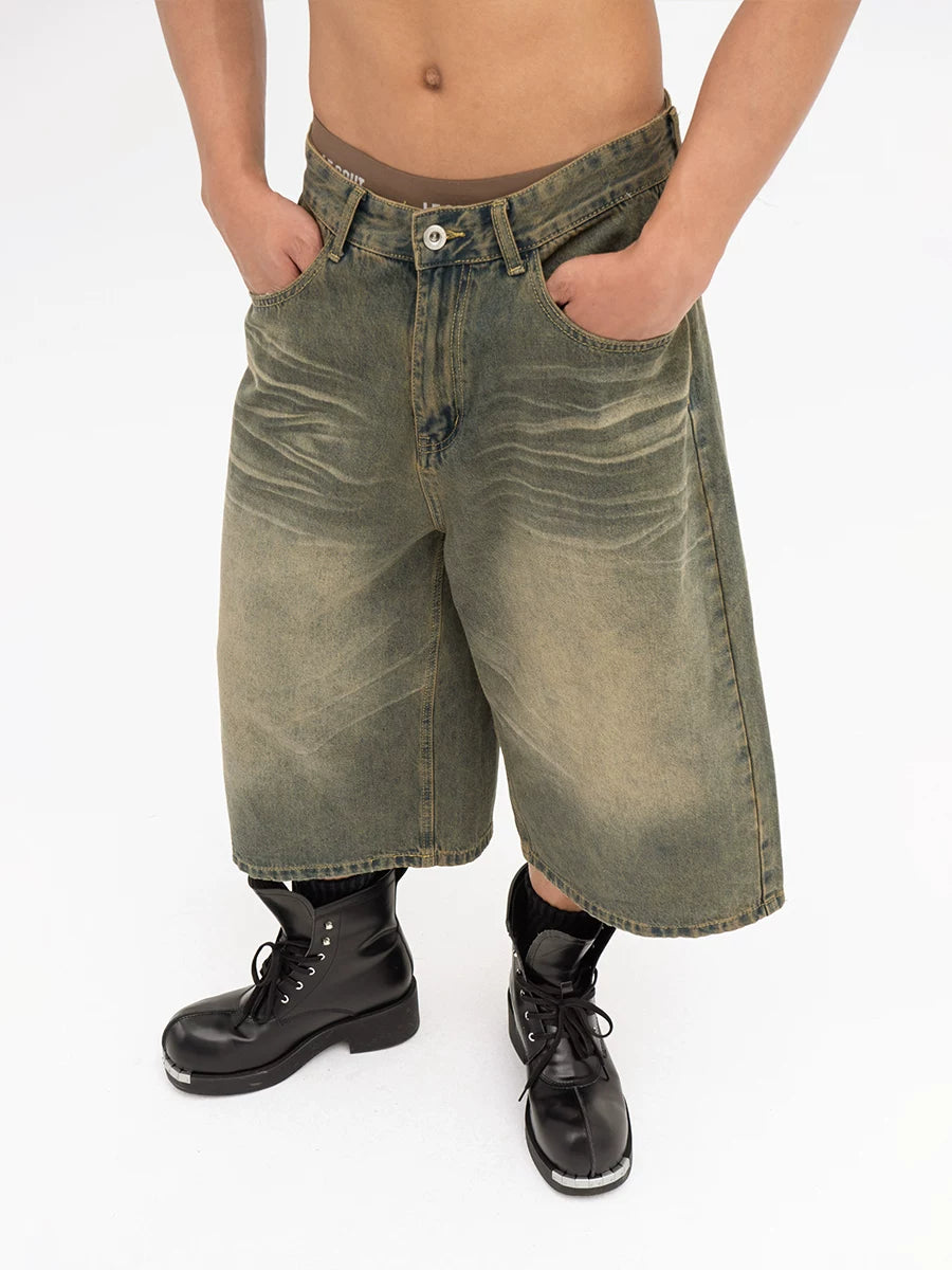 Men's Loose Cropped Denim Shorts
