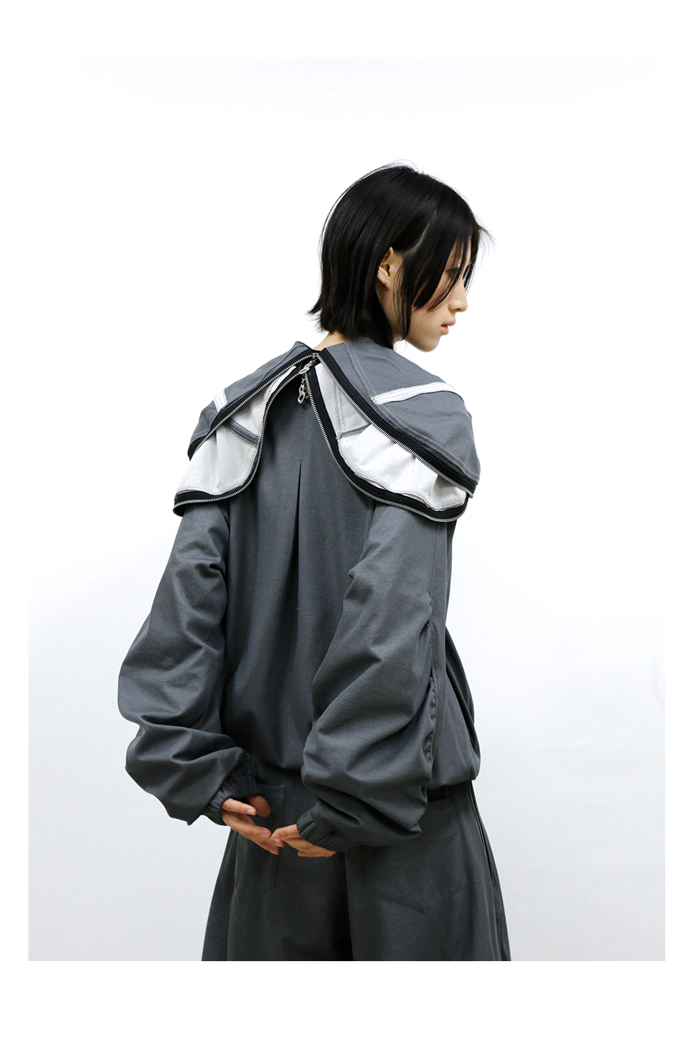 Multiple Zippers Double-sided Spliced Sweatshirt