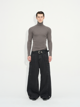 Slim Fit Ribbed Knit Long Sleeve Tops