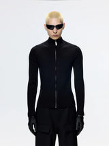Unisex Black Short Slim Knit Cardigan