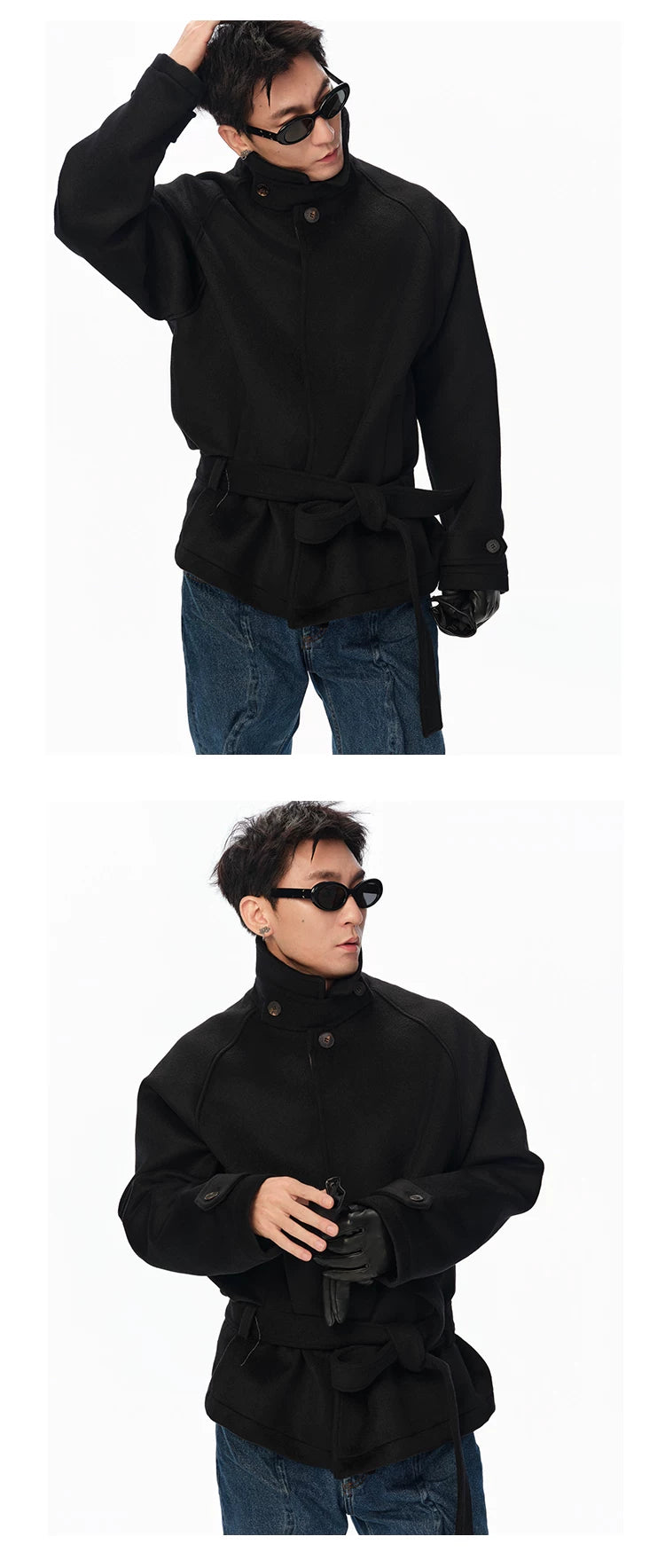 100% Wool Cropped Raglan Coat
