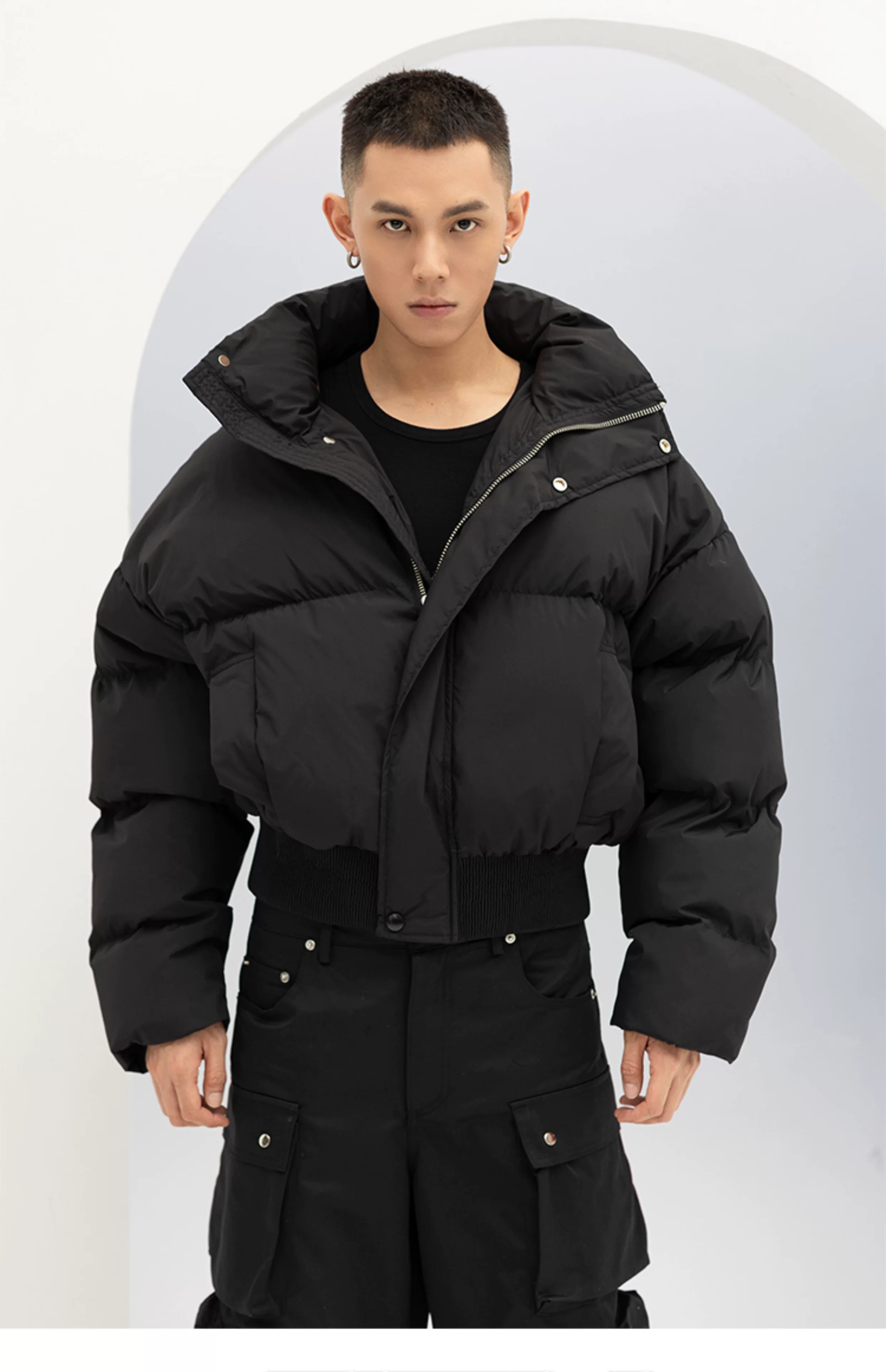 Men's Black White Gray Puffer Jacket
