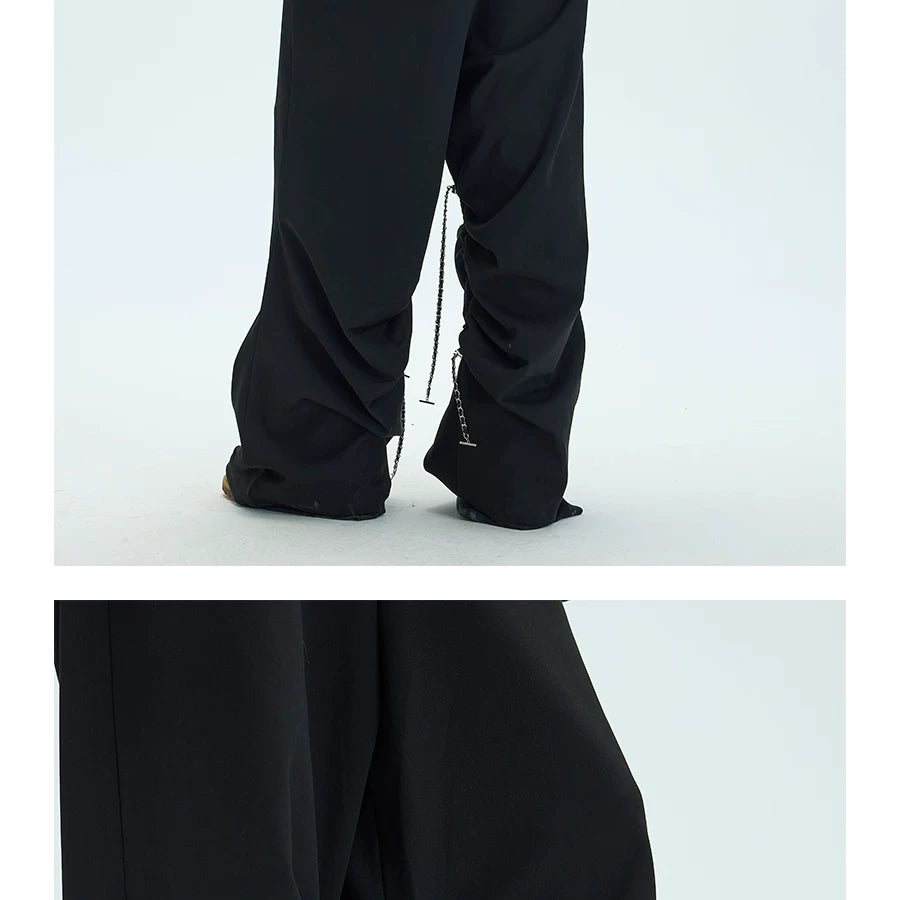 Black Side Adjustable Chain Casual Pants