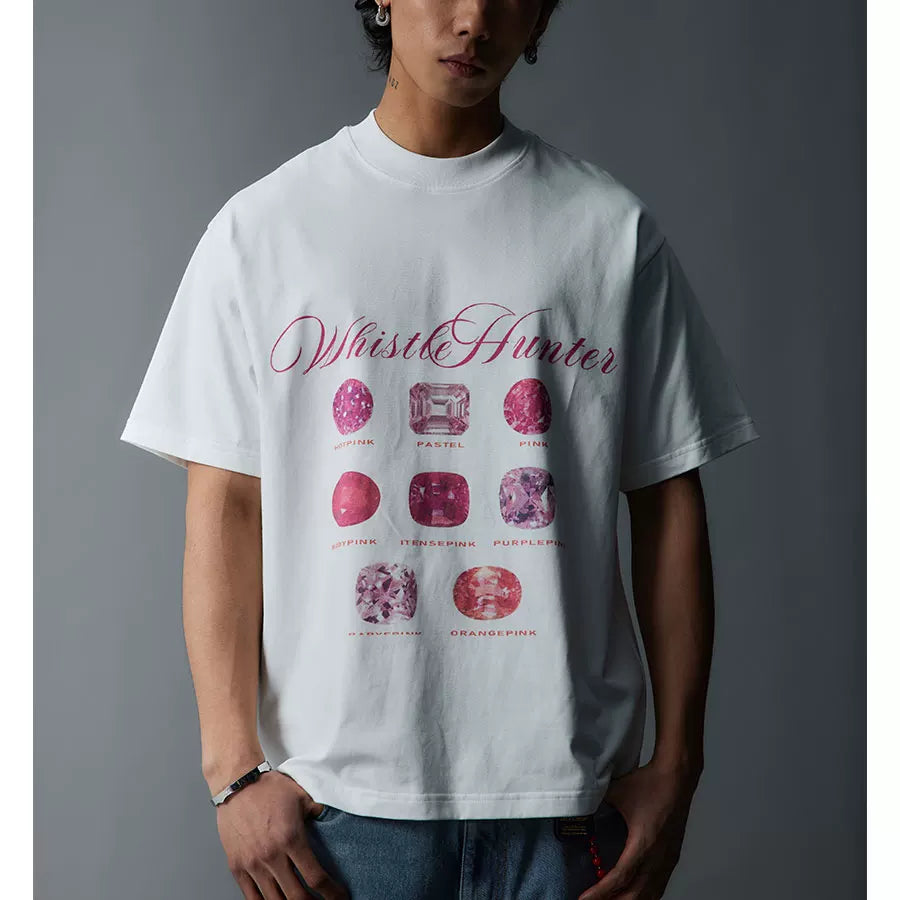 Vintage Loose White Pink Diamond Tee