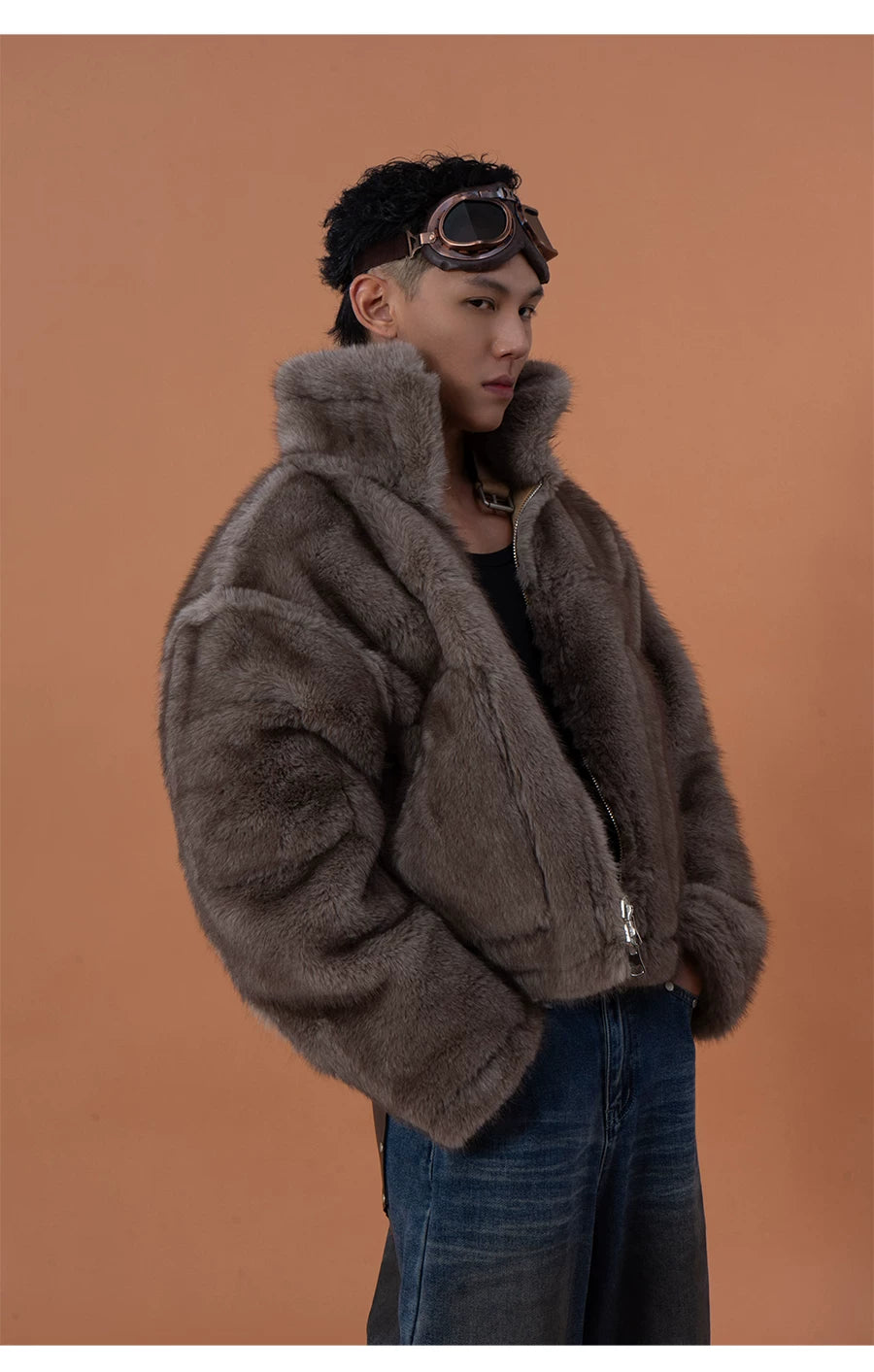 Faux Fur Reversible Men's Bomber Jacket