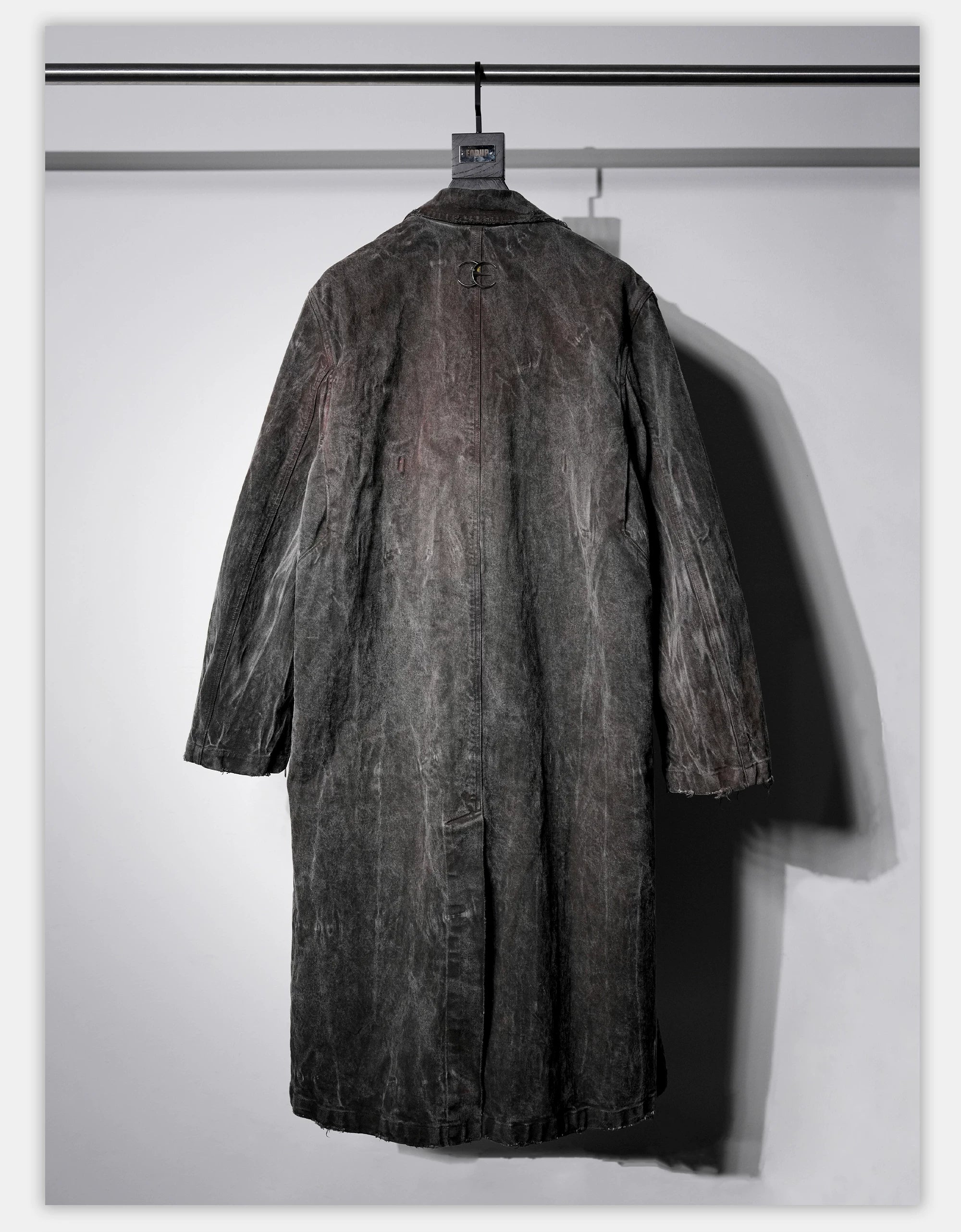 Collared Distressed Tie-dye Denim Coat
