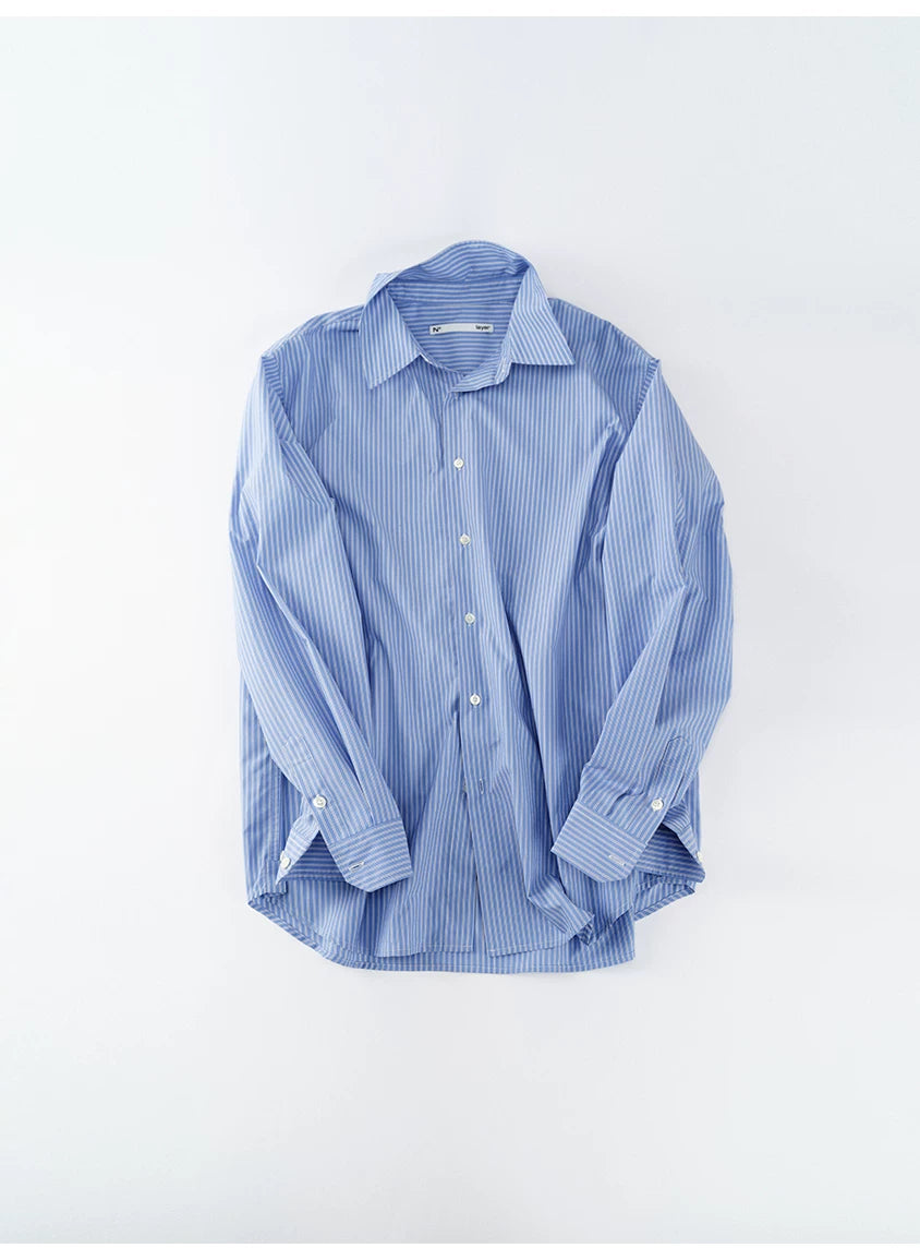 Casual Blue White Pinstriped Sun Shirt