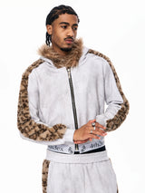 Men's Leopard Fur Hooded Cardigan