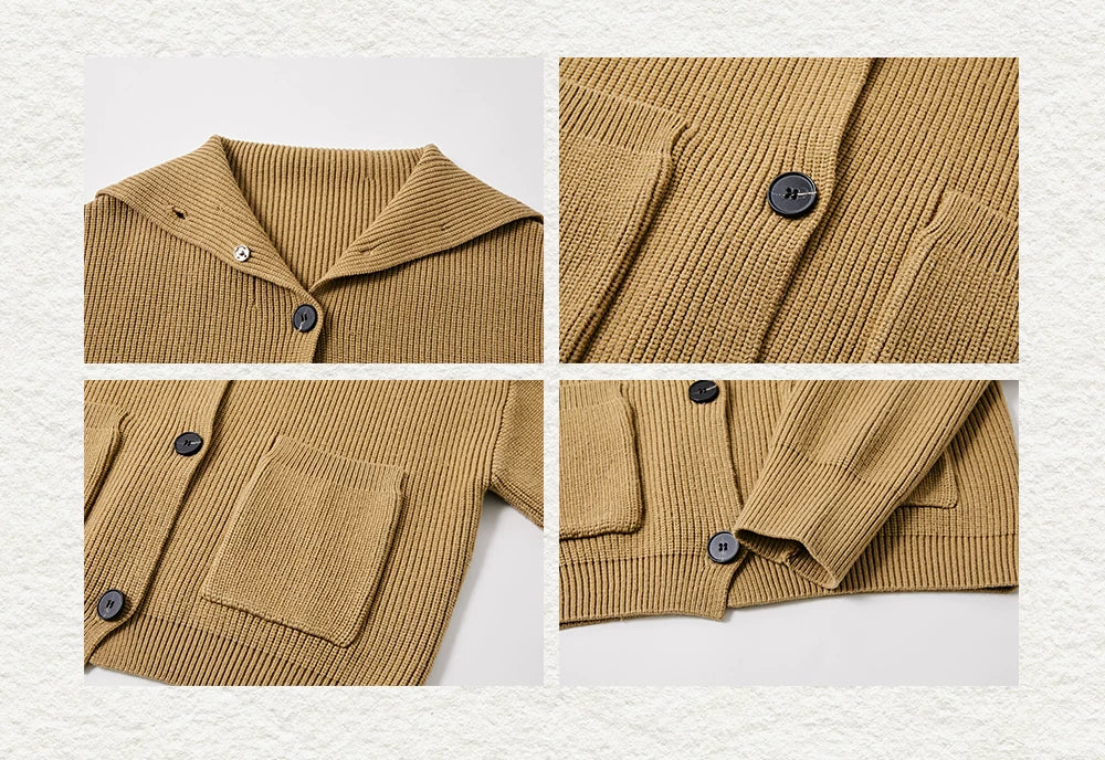 Men's High Neck Wool Cardigan